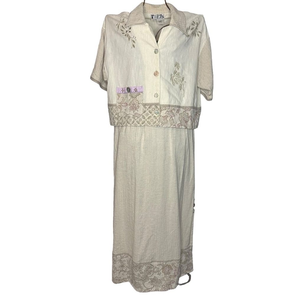 Faith by Celia Forrester Vintage Boho 2 Piece Skirt Set Skirt /Button Up Jacket